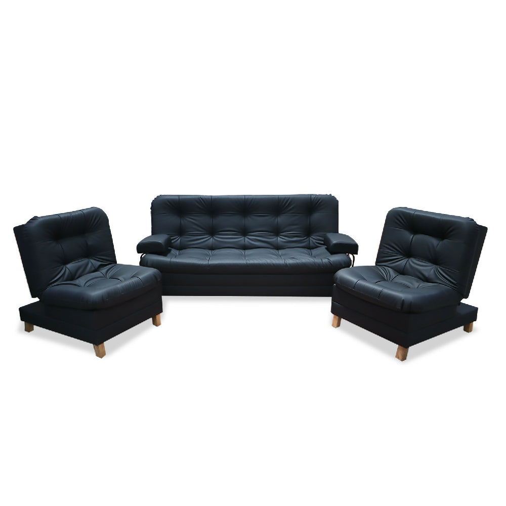 Sala Clic Clac Rouss Tipo Cuero Negro