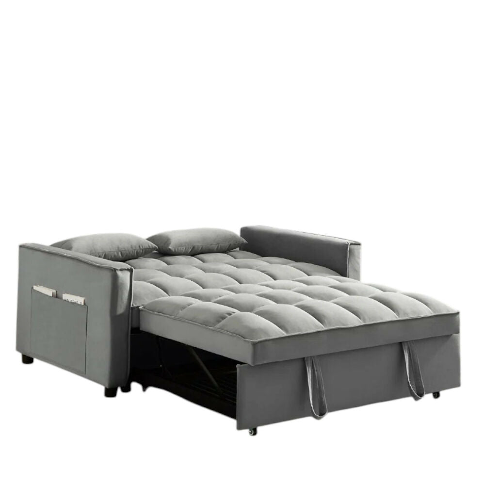Sofá Cama 2 Puestos Gris Tela Aeidi