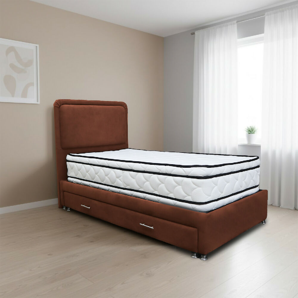 Combo Cama Tarima Nube 140x190 doble Marrón mas Espaldar