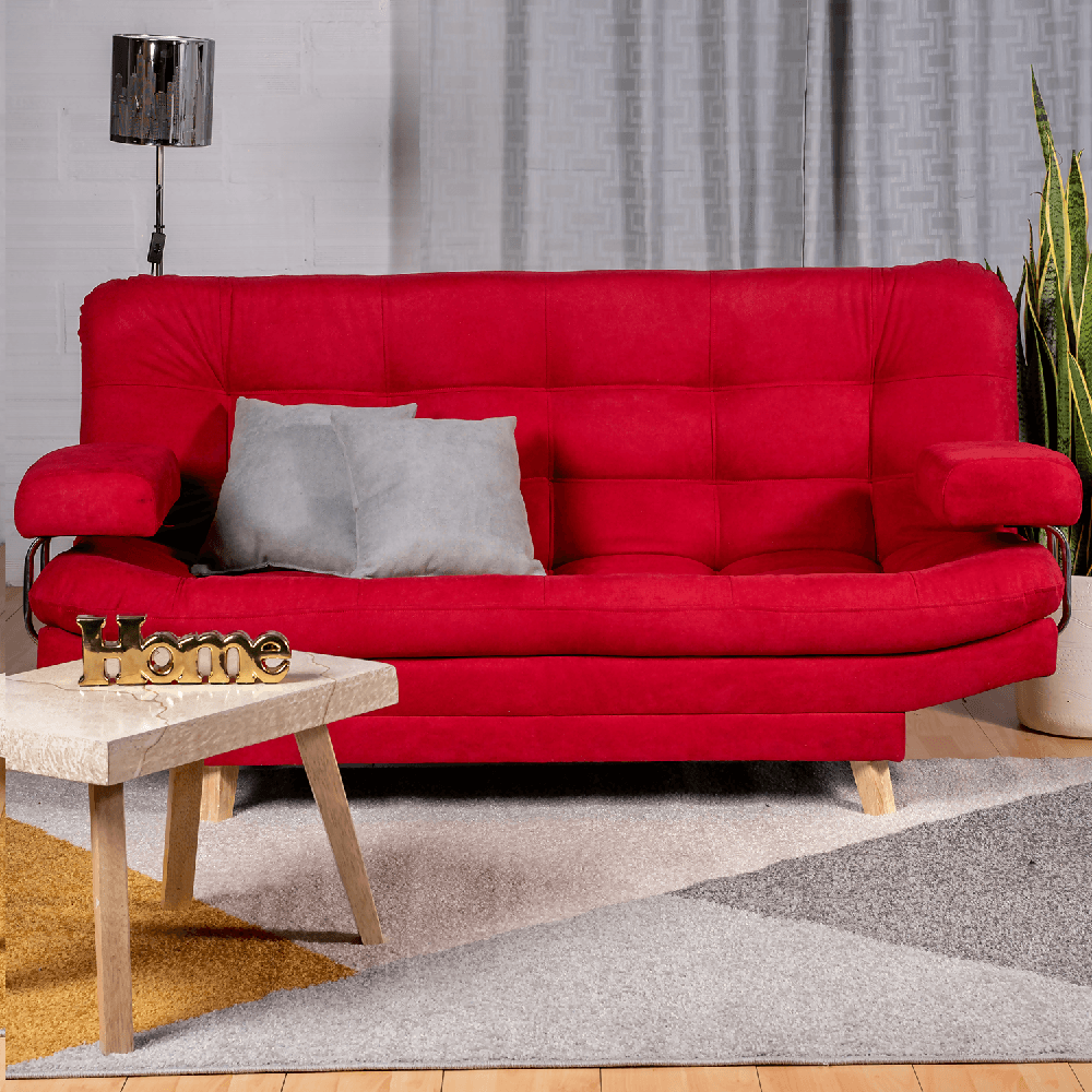 Sofá Cama Valencia Rojo 3 Puestos