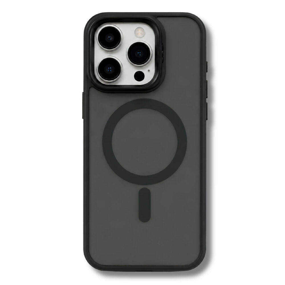 Forro Semi Transparente Para Celular Funda MagSafe Con Textura Suave Iphone 15 Pro Negro