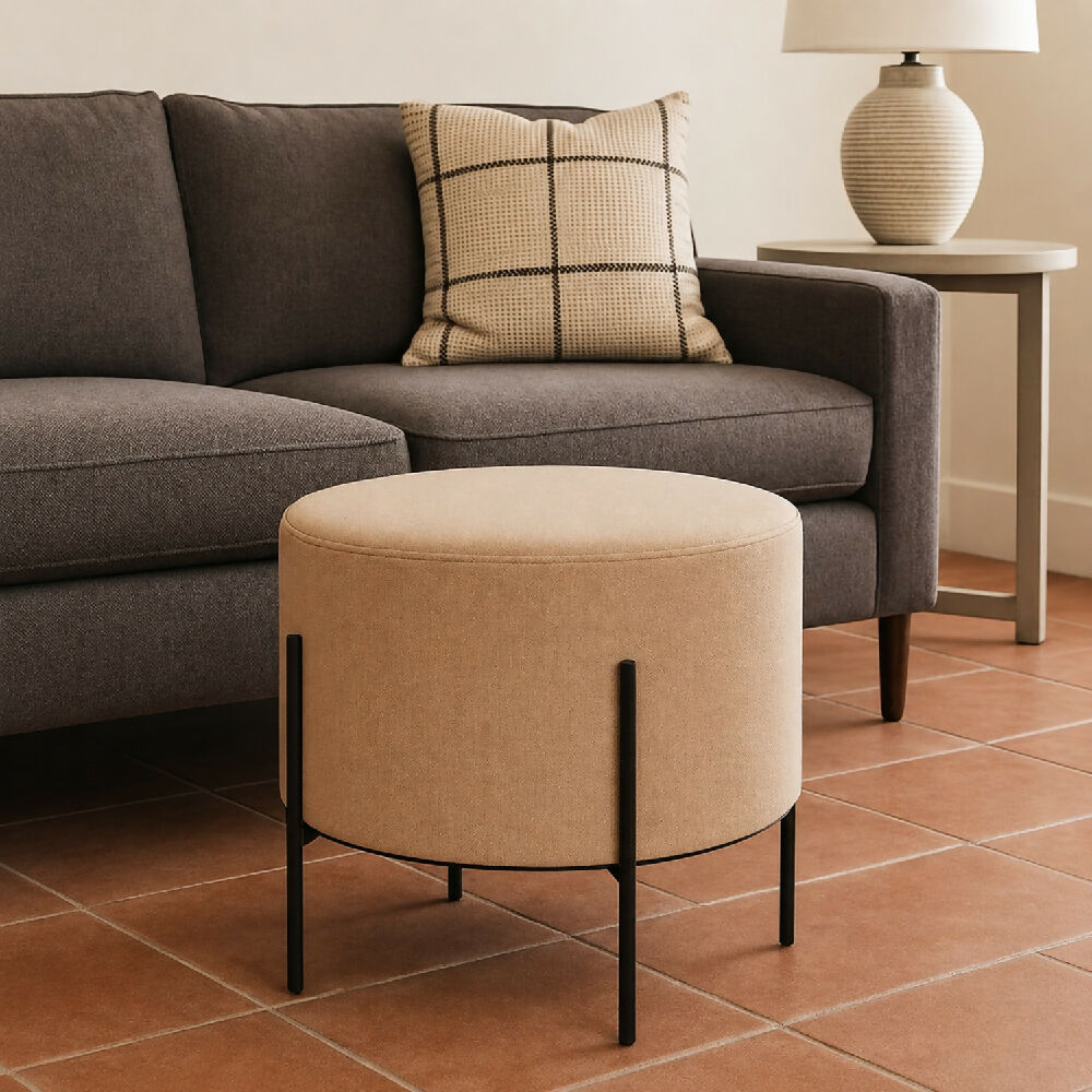Set x 2und Puff Dubai 40x40x40cm Beigepatas Metálicas