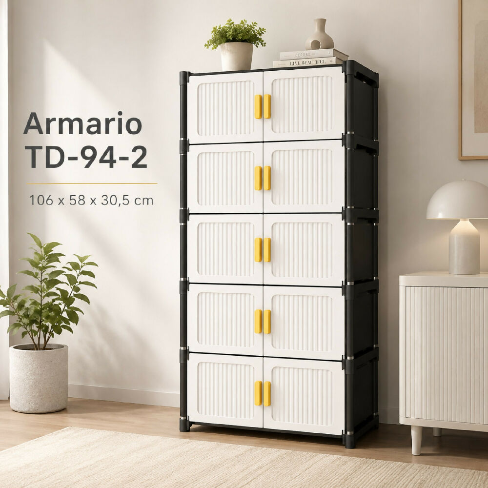 Mueble Organizador 5 Niveles Multiusos Tipo Armario Con Puertas Y Manijas TD-94-2