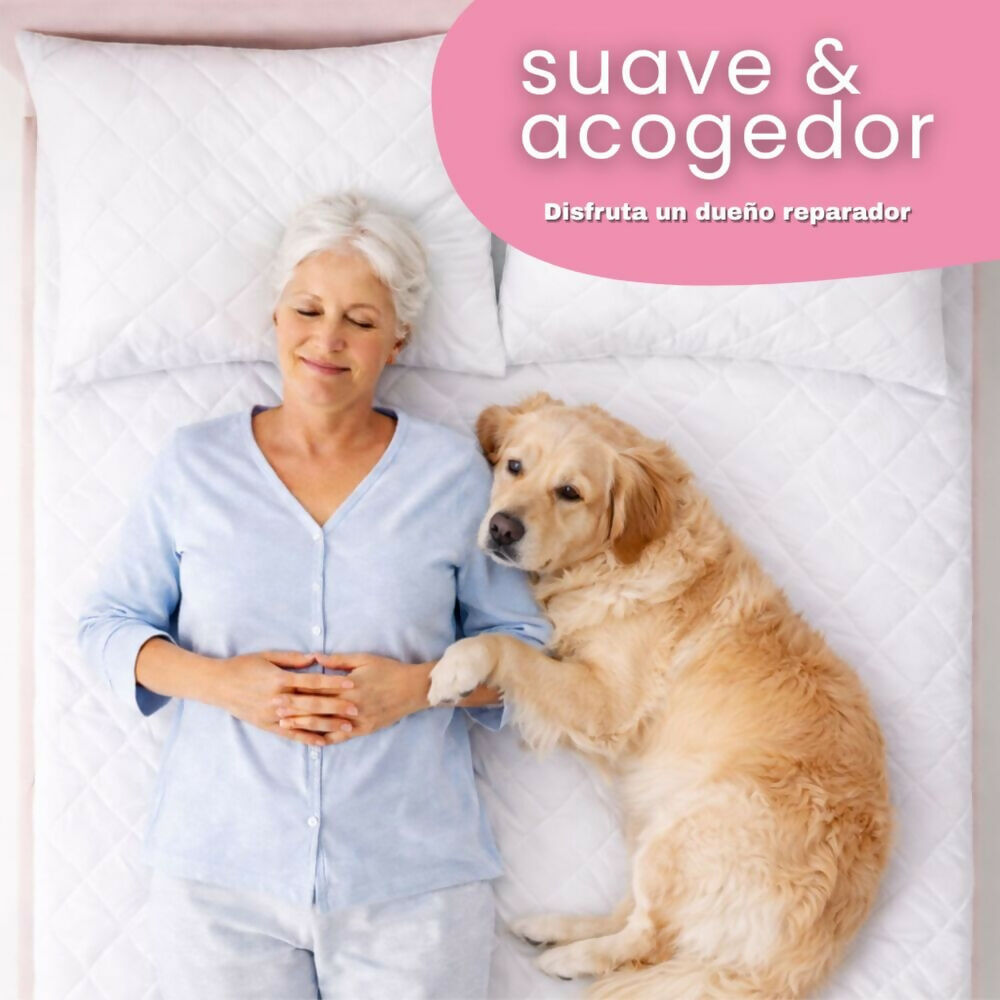 Combo protector colchon doble antifluido blanco 140x190cm