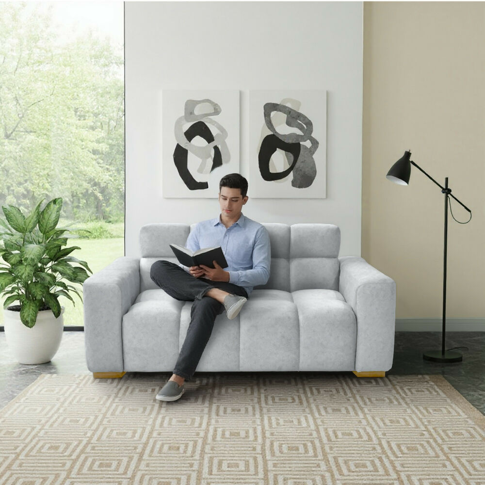 Sofa Miami 2 Puestos 171x88x81 Tela Plata