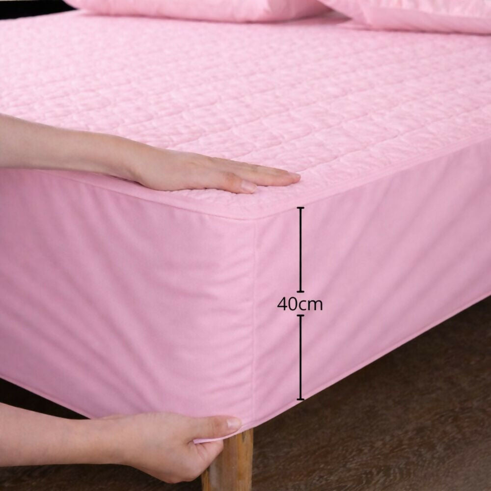 Combo protector colchon king antifluido rosado 200x200cm