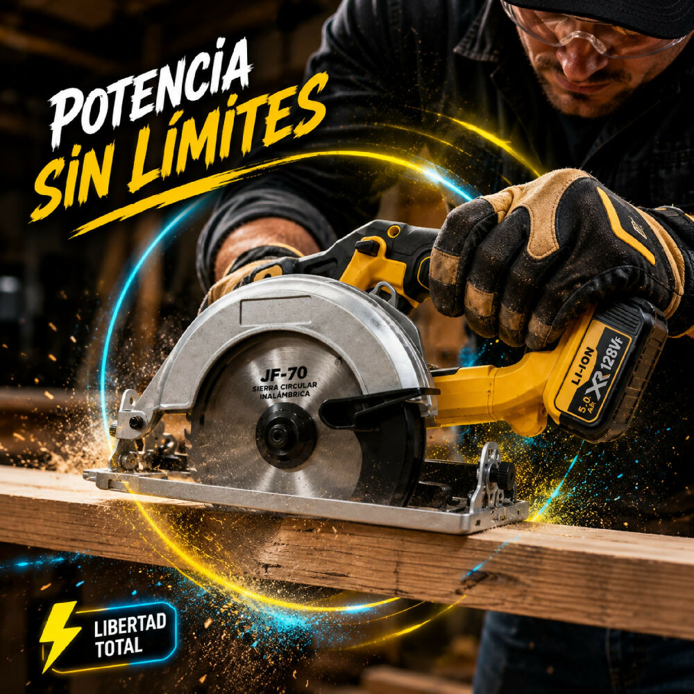 Sierra Circular Inalámbrica JF-70 De Mano Profesional Para Cortes