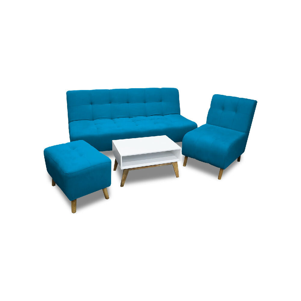 Sala Milán Turquesa + Mesa de Centro