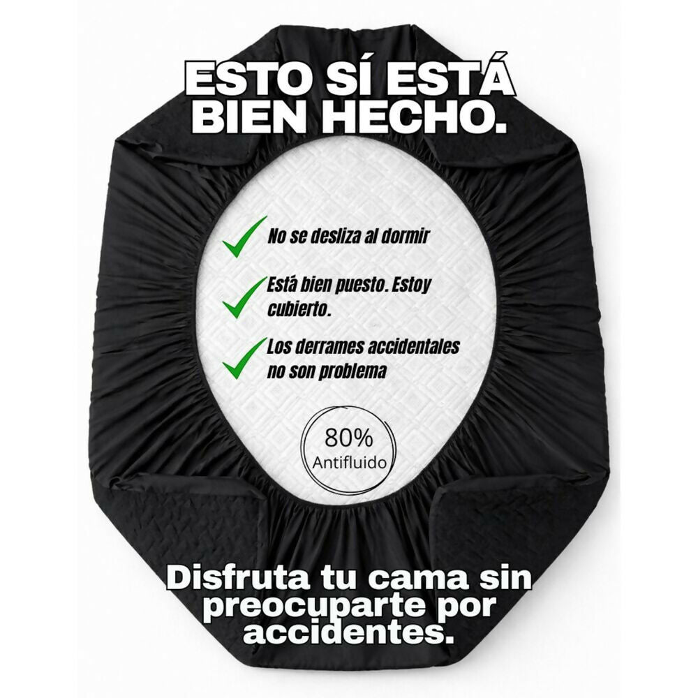 Combo protector colchon queen antifluido negro 160x190cm