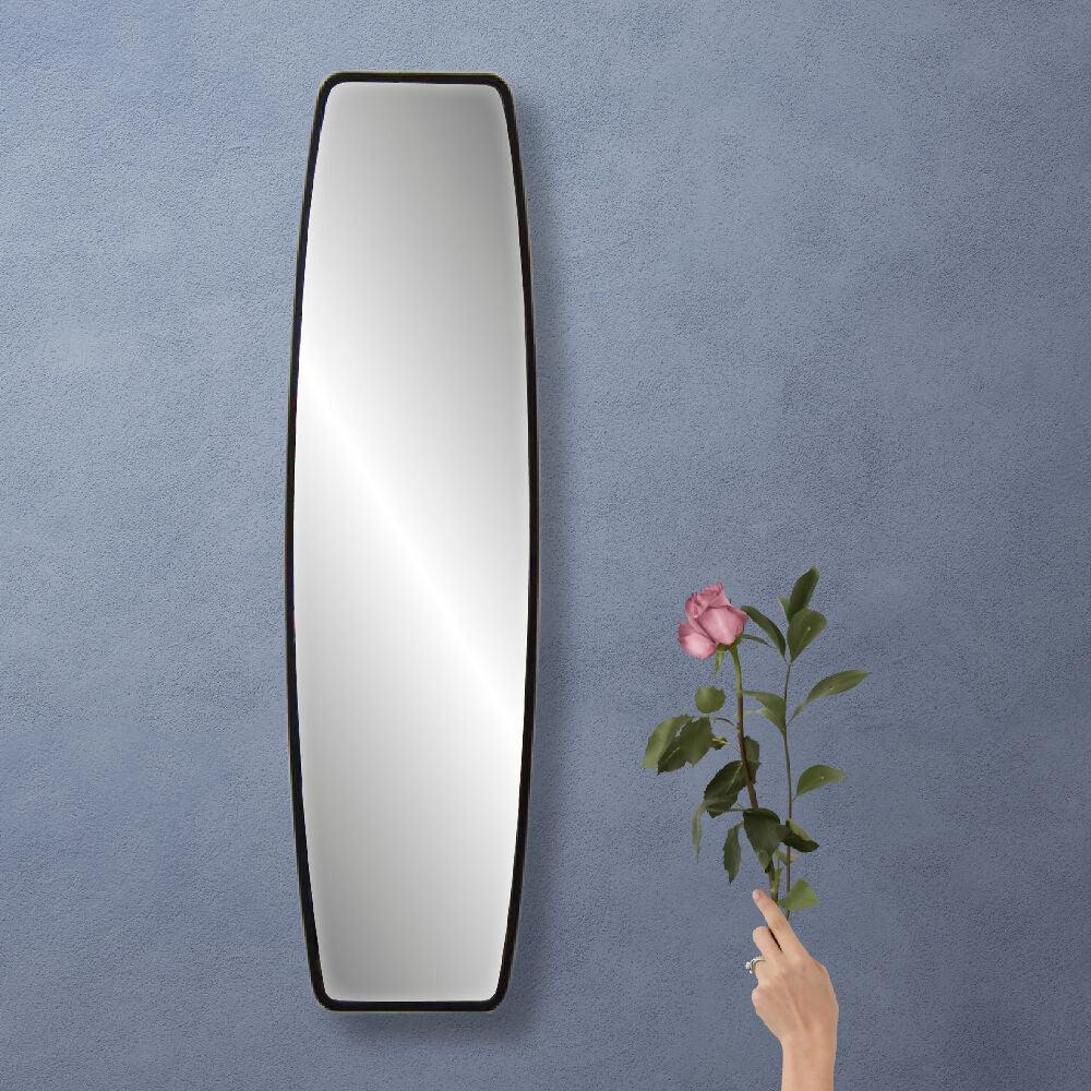 Espejo de pared - mdf - semioval vertical negro