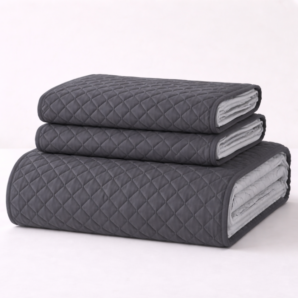 Colcha semidoble doble faz gris gris