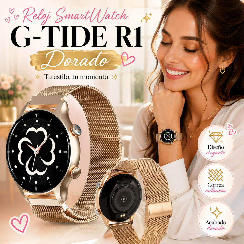Smartwatch G-Tide R1 Dorado Reloj Inteligente Con Llamadas Bluetooth