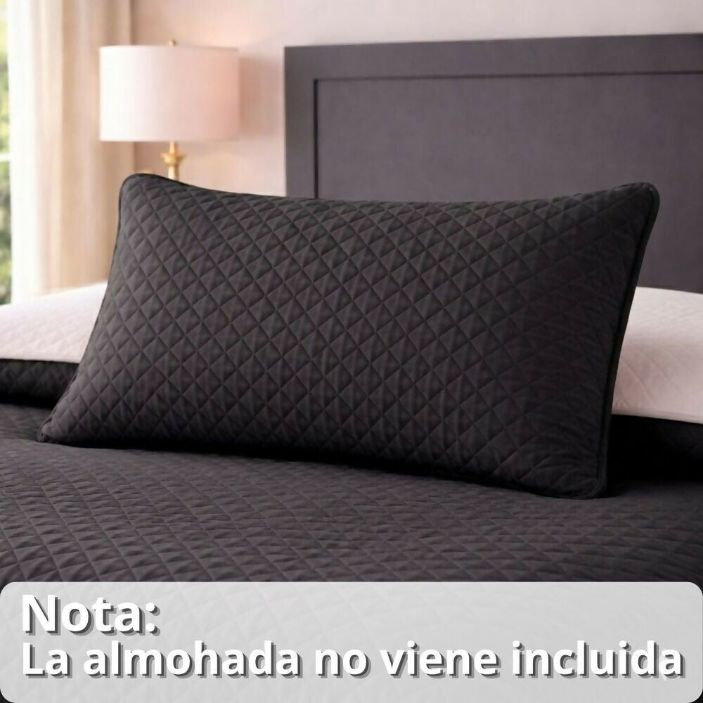 Colcha queen doble faz negra gris