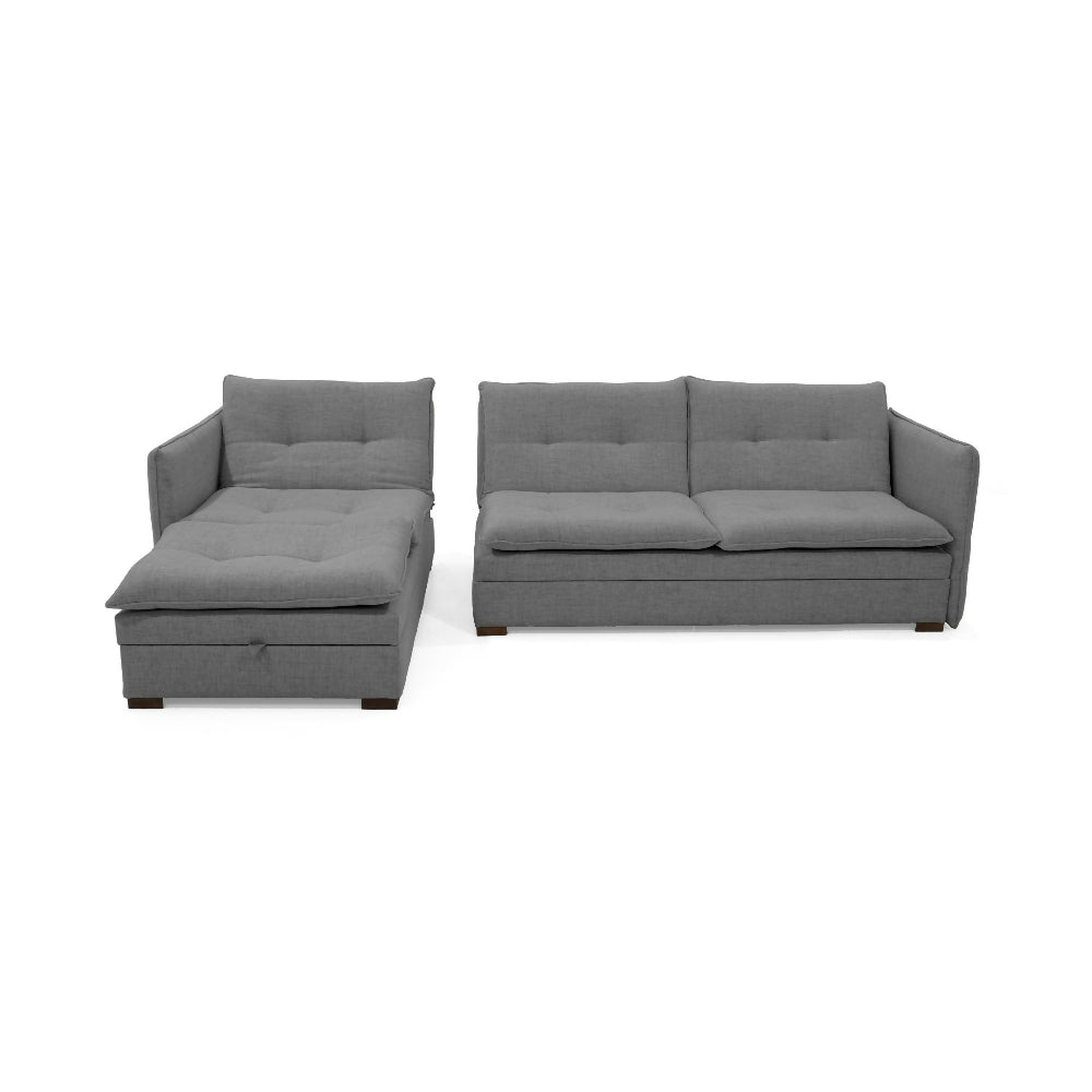 Sofa Cama en L Napoles 269x146x80 Con Baul Derecho Tapizado Gris
