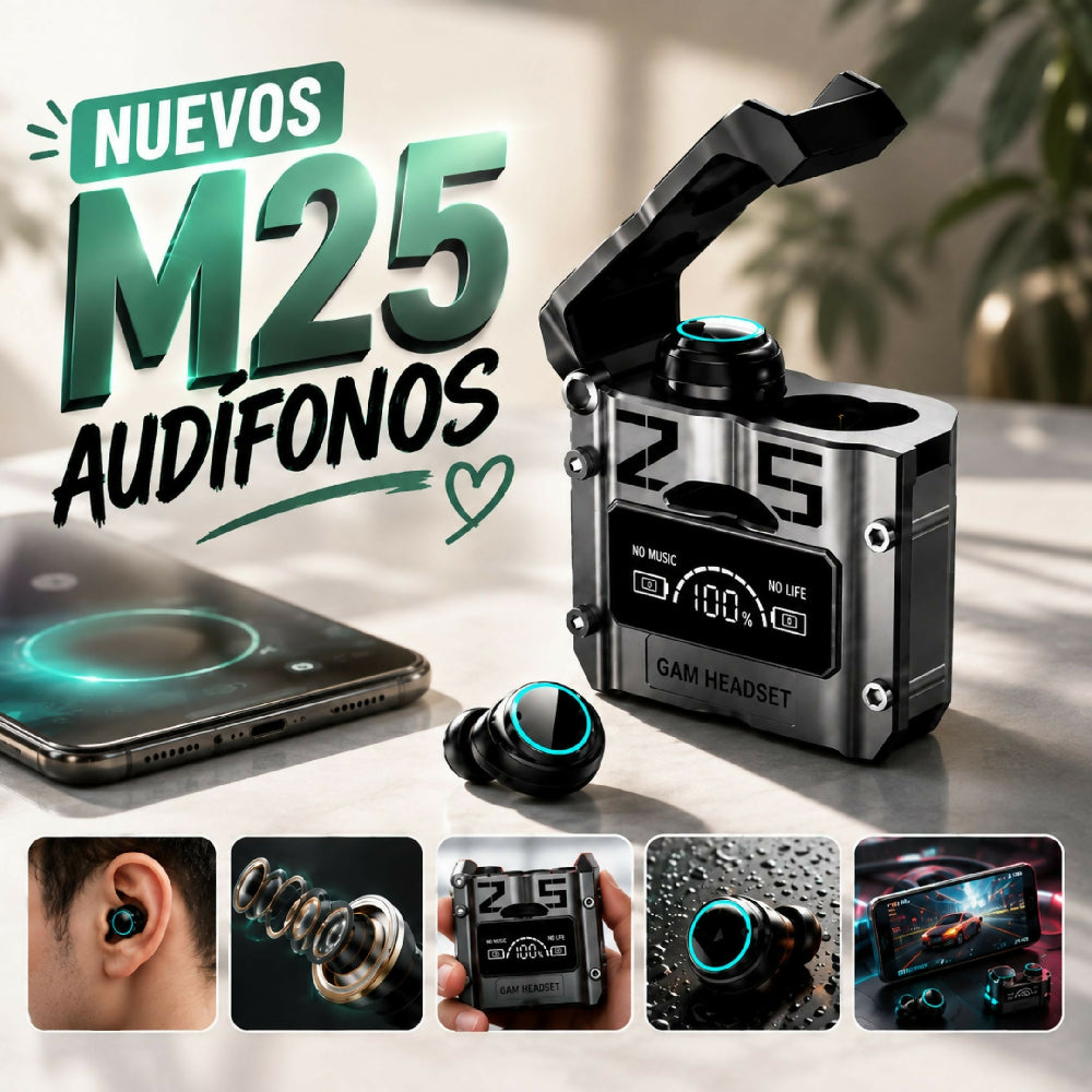Audífonos Inalámbricos Gamer M25 Conexión Bluetooth 5.3 Y Cancelación De Ruido