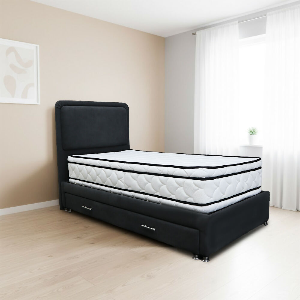 Combo Cama Tarima Nube 120x190 Semidoble Negro mas Espaldar