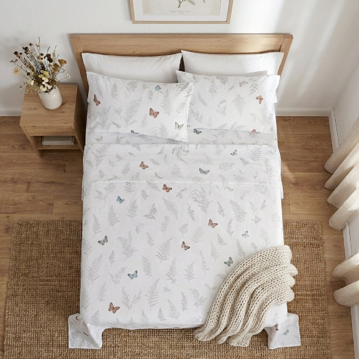 Juego Sábanas Butterfly Print Semidoble