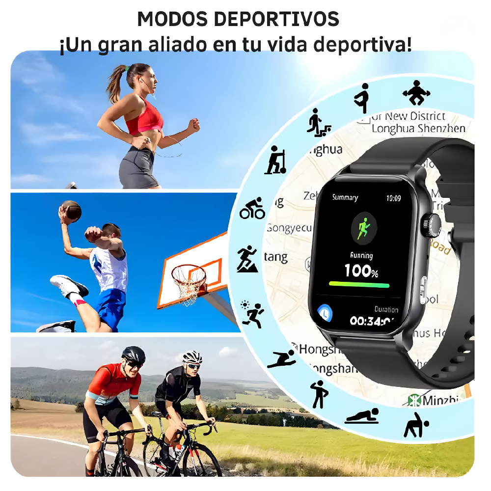 Smartwatch G-Tide S6 Pro Azul Reloj Inteligente Con Llamadas Bluetooth, Resistente Al Agua