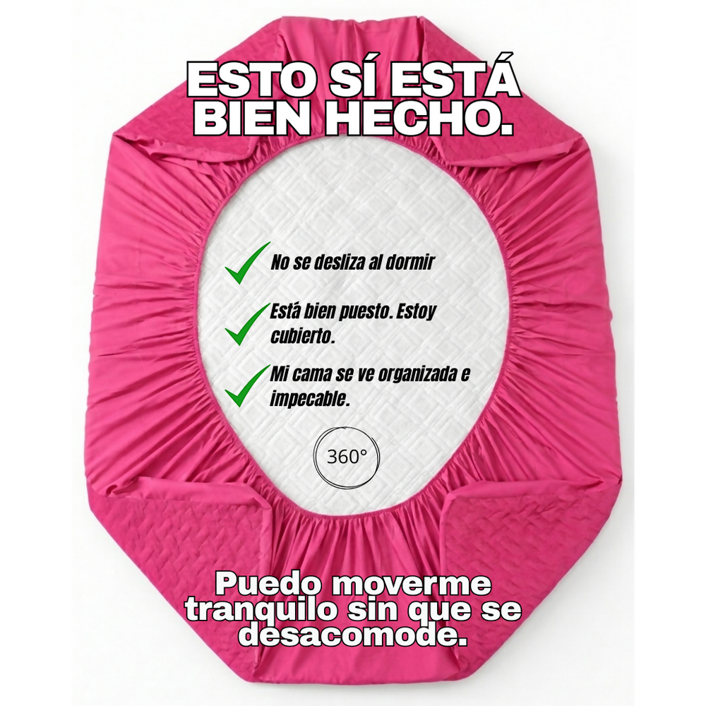 Protector colchon doble acolchado fucsia 140x190cm