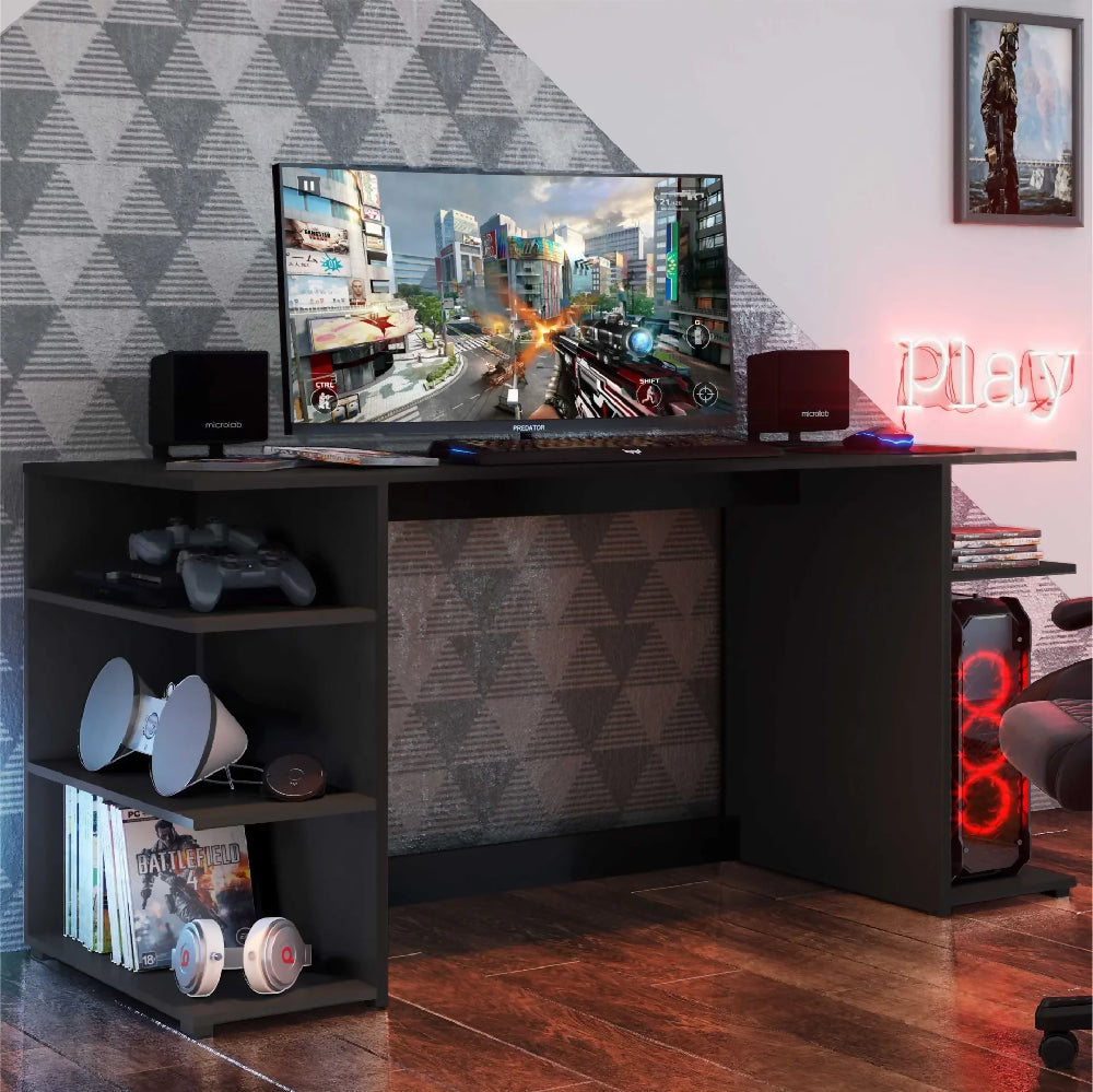 Escritorio Gamer 3 Estantes Negro