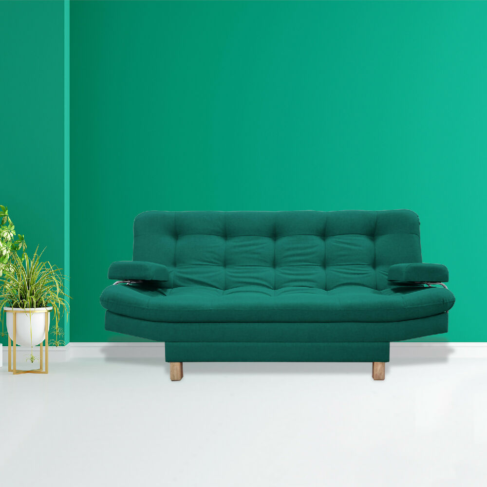 Sofacama Brunner 3 Posiciones Con Brazos extraíbles Verde + Cojines Decorativos