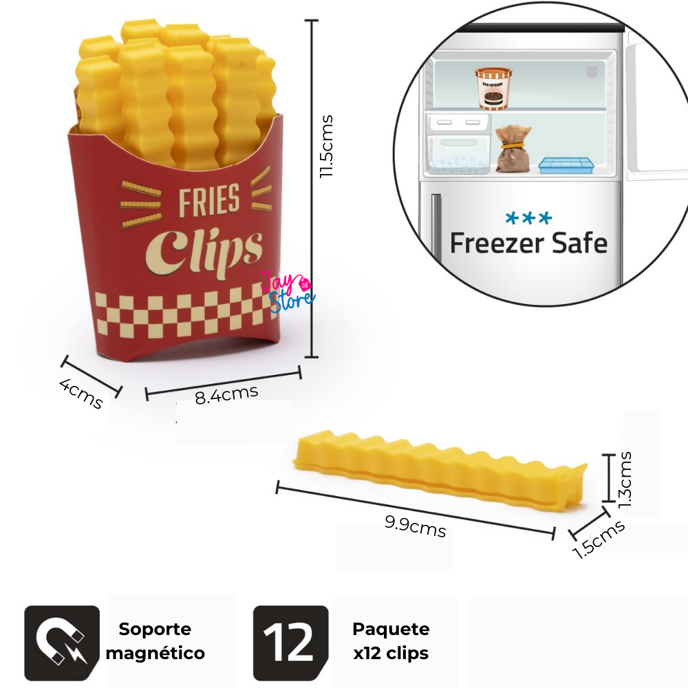 Setx12 Ganchos Clips para Cerrar Bolsas Forma Papas Fritas