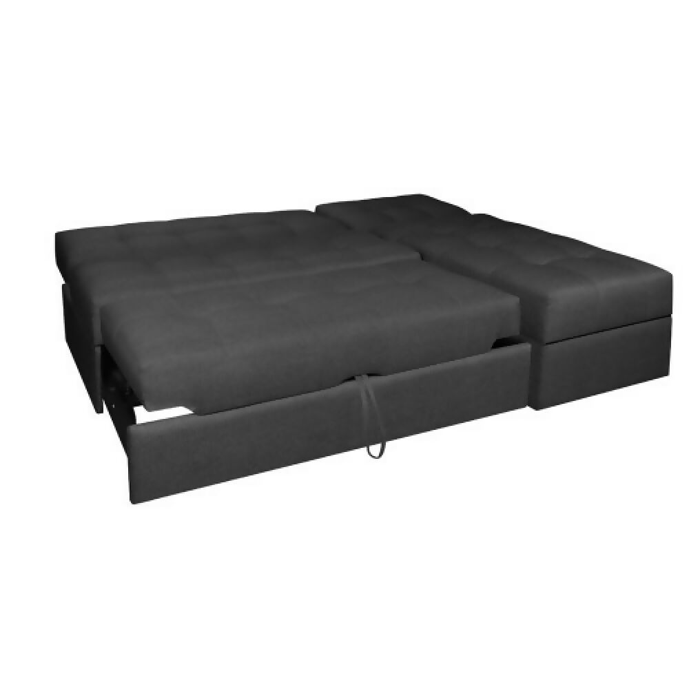 Sofá Cama Angela En L Con Brazos Tela Gris Oscuro