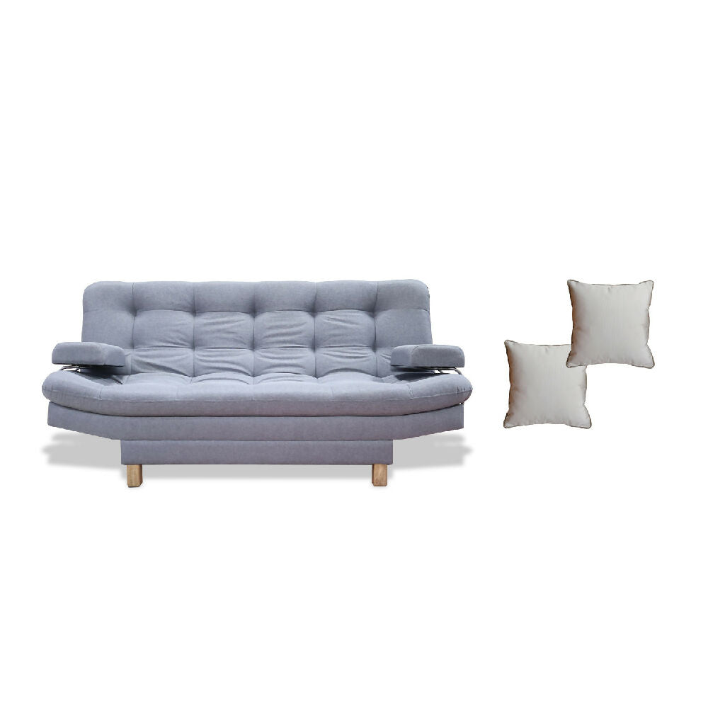 Sofacama Brunner 3 Posiciones Con Brazos extraíbles Gris + Cojines Decorativos