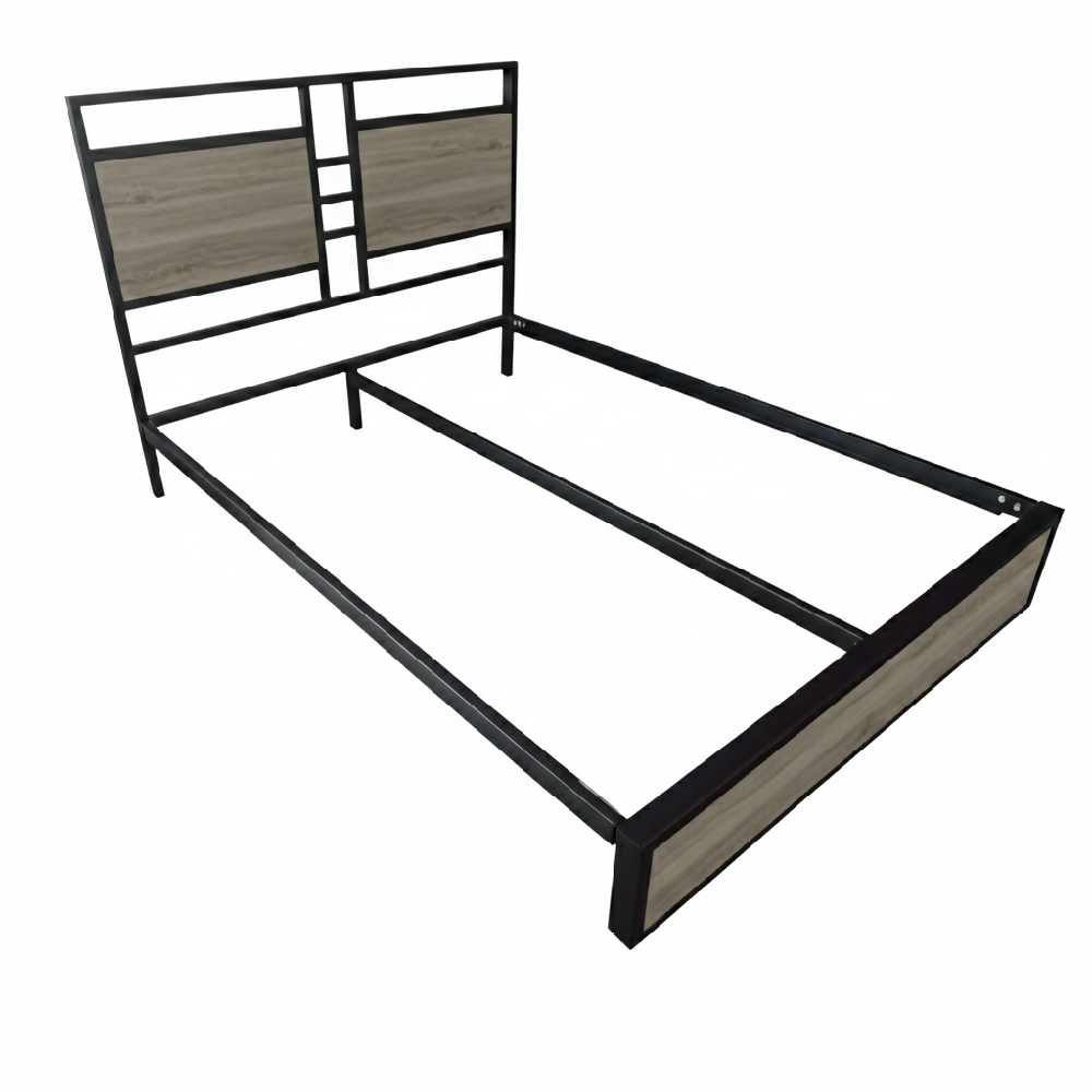 Cama Semidoble Metal Madera Amatista Gris Oscuro 120 x 190 x 24