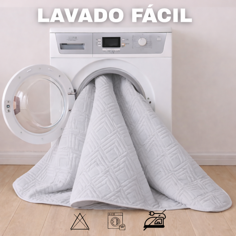 Protector colchon doble acolchado gris 140x190cm