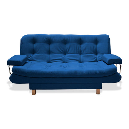 Sofacama Marti 3 Posiciones Con Brazos Extraíbles Azul Petróleo + Cojines
