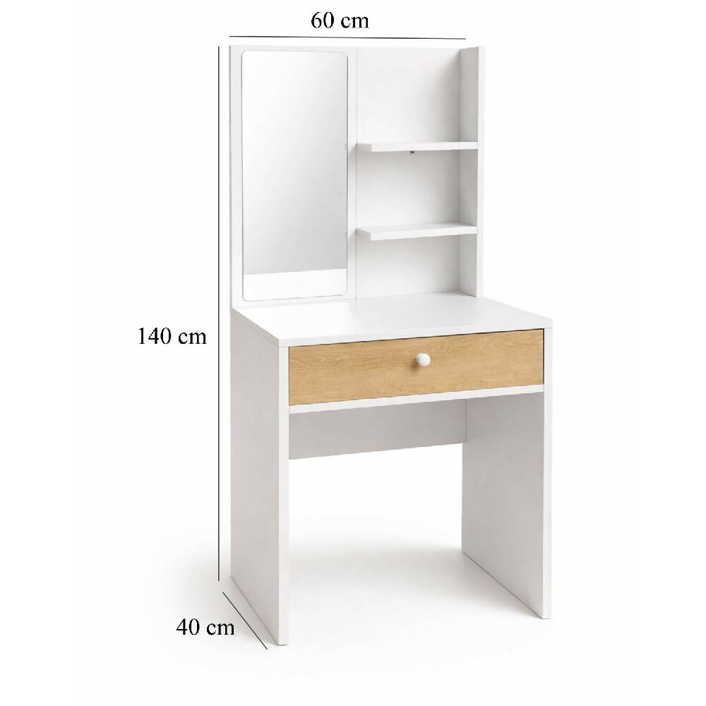 Combo Tocador Tolouse 140x70x40cm Blanco + Silla Blanca
