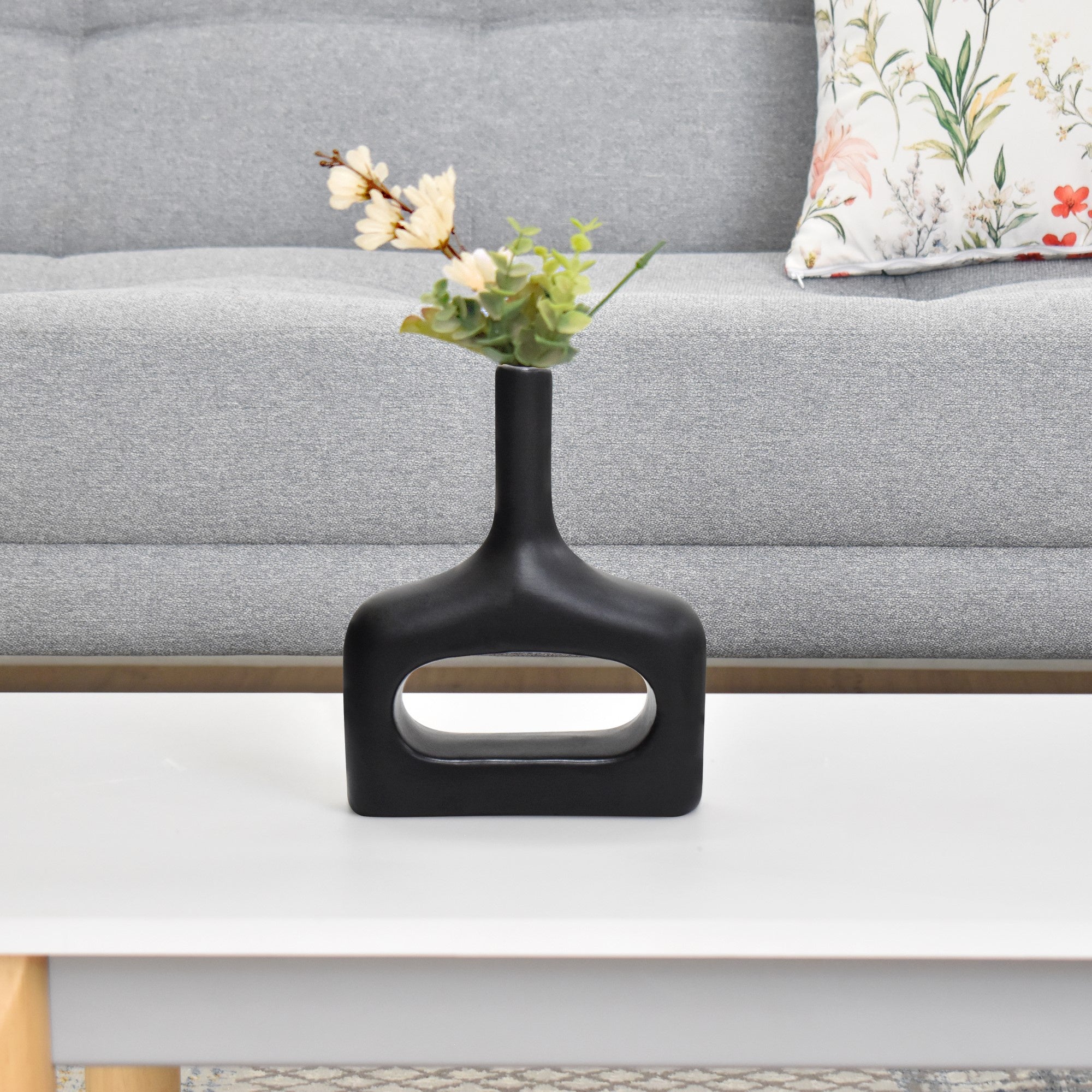 Florero en Ceramica Nexis Negro