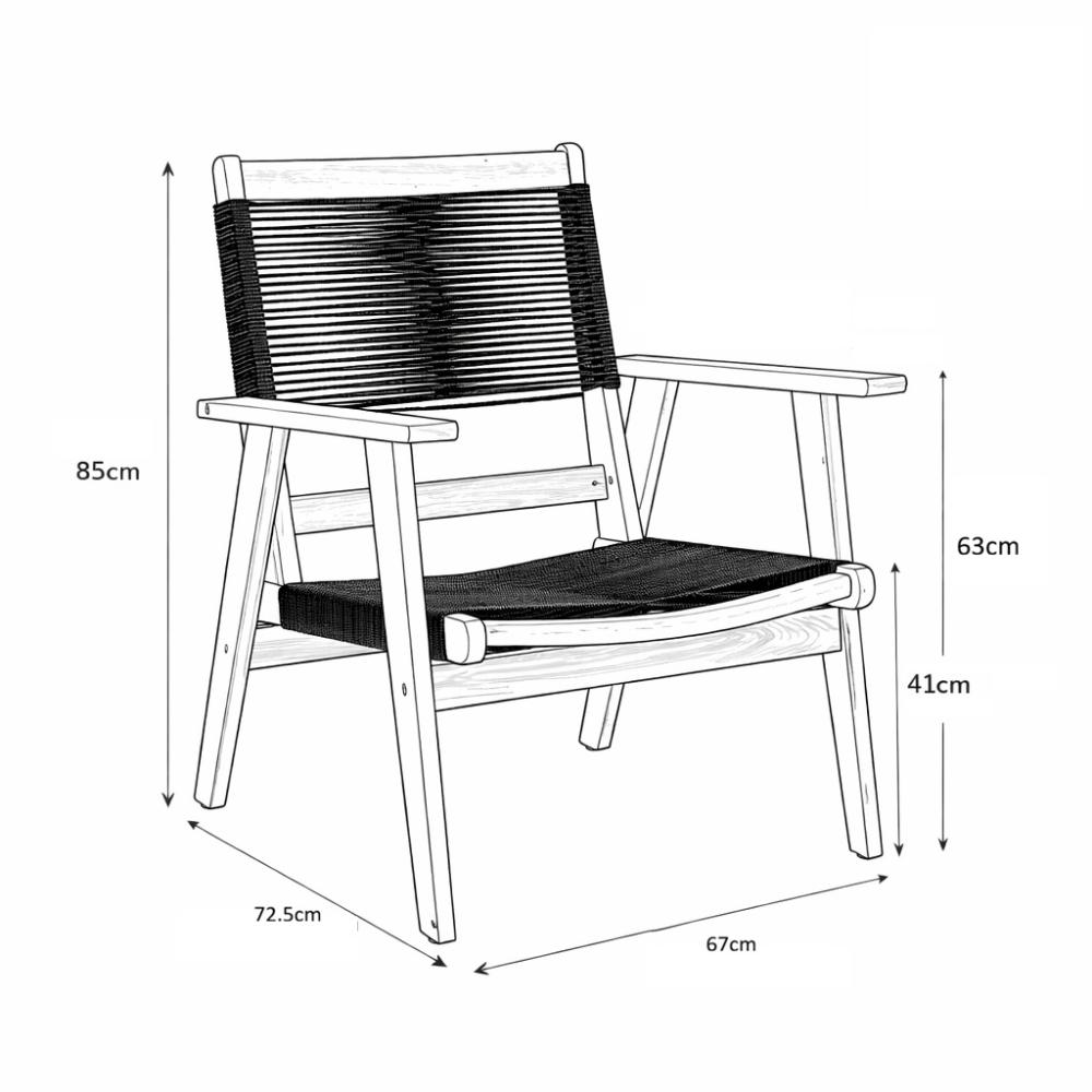 Silla Plegable de Madera para Exterior Lomy, Negro, con Brazos