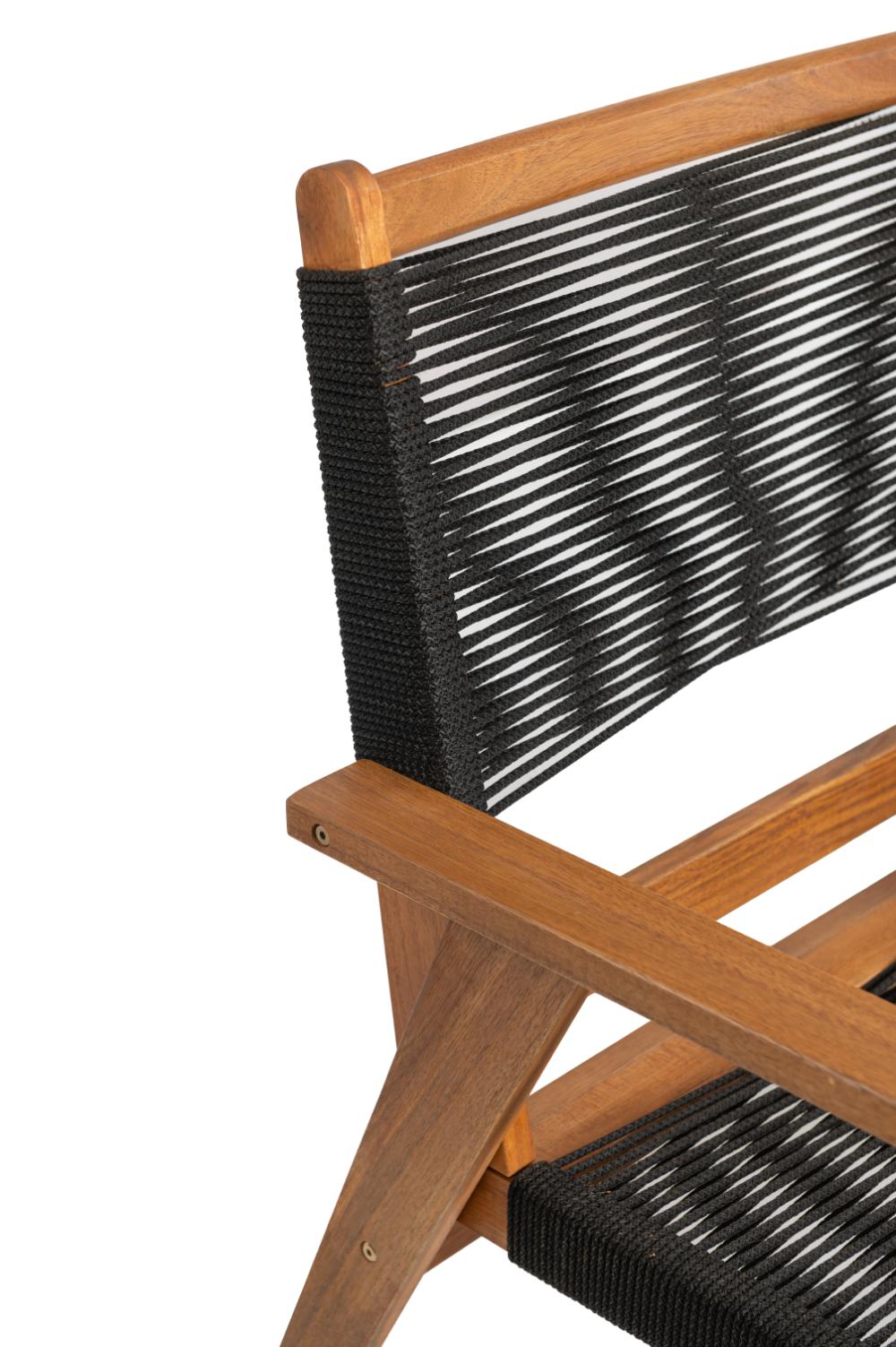 Silla Plegable de Madera para Exterior Lomy, Negro, con Brazos