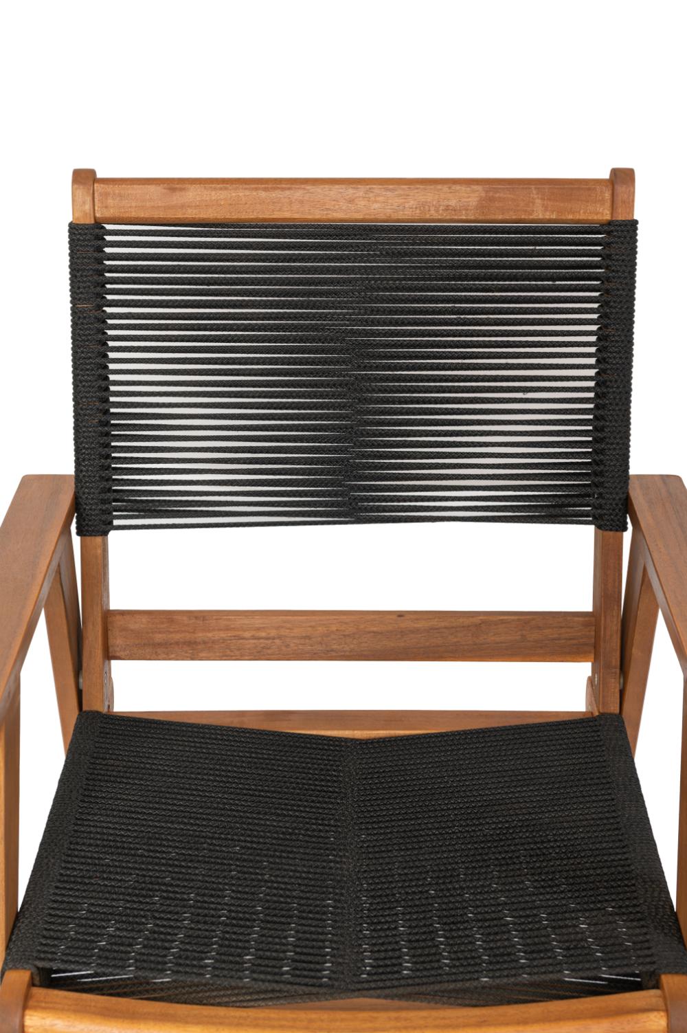Silla Plegable de Madera para Exterior Lomy, Negro, con Brazos