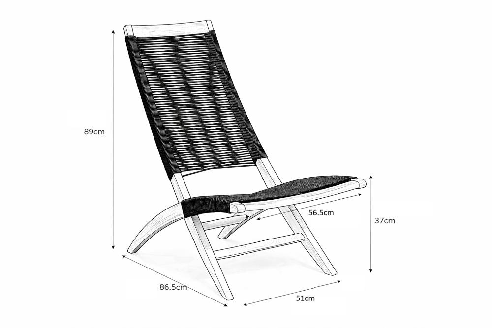 Silla Plegable de Madera para Exterior Lomy, Negro, sin Brazos