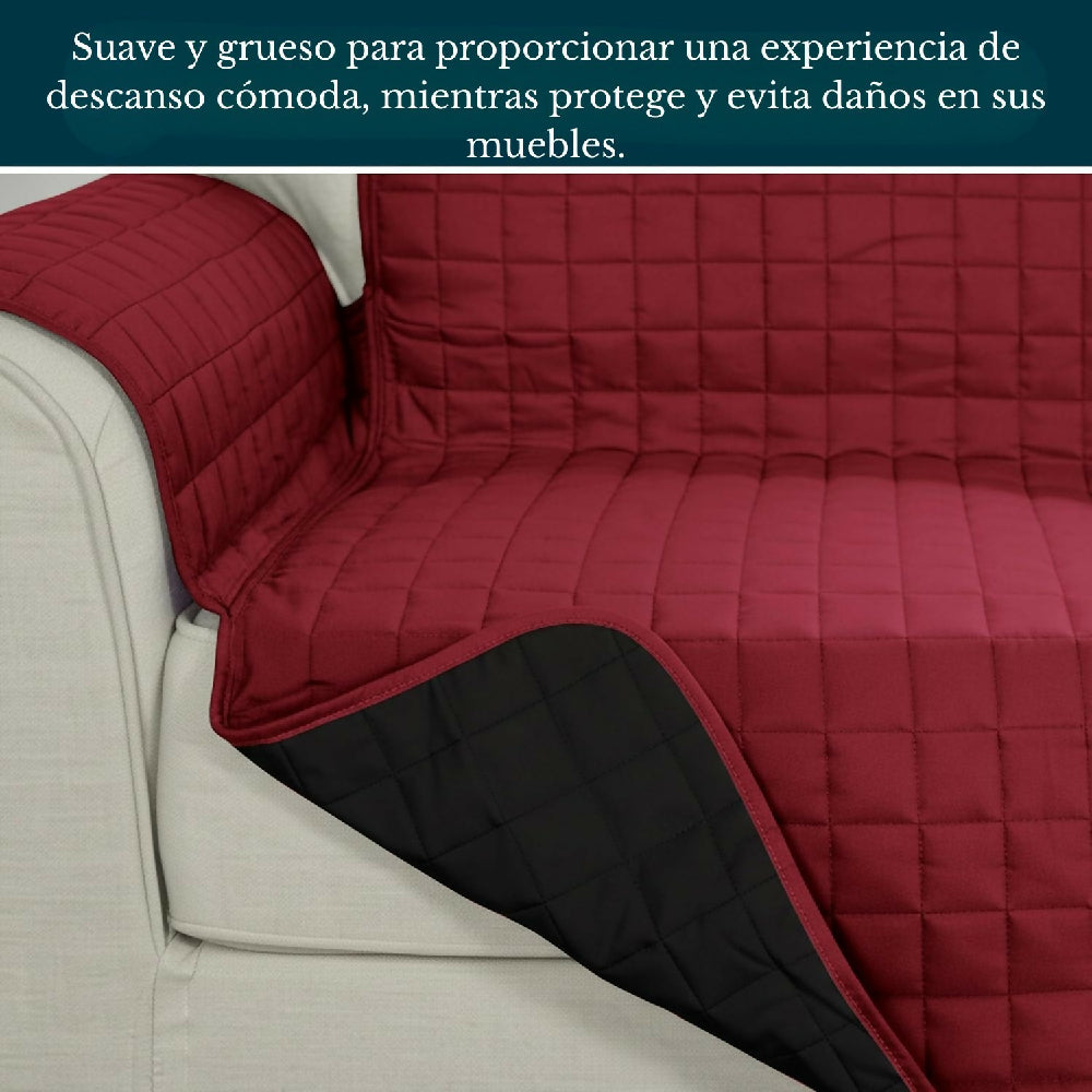 Protector de Sofá 2 Puestos Acolchado Doble Faz Unicolor Negro y Gris