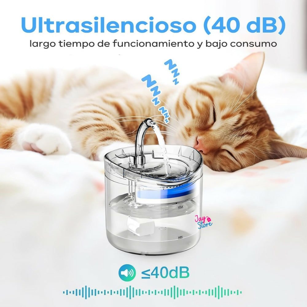 Fuente de Agua Mascotas Gatos Silencioso Automático Bebedero