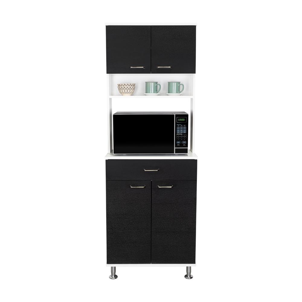 Alacena Huzy, Blanco y Wengue, con Amplia Capacidad de Almacenamiento