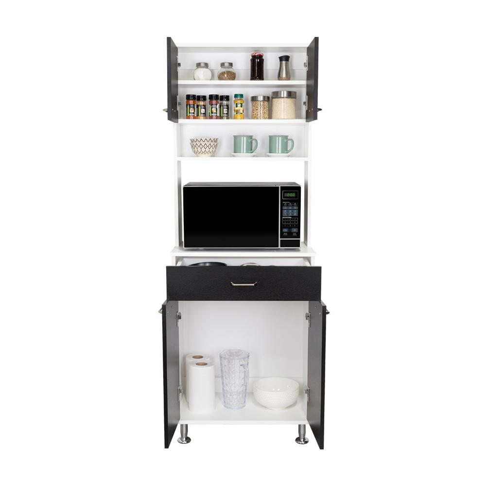 Alacena Huzy, Blanco y Wengue, con Amplia Capacidad de Almacenamiento