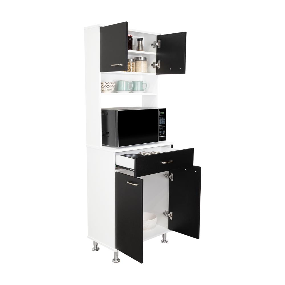 Alacena Huzy, Blanco y Wengue, con Amplia Capacidad de Almacenamiento