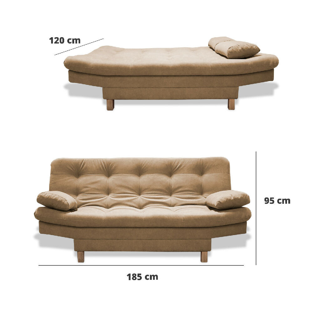 Sofacama Bakers 3 Posiciones Camel + 2 Cojines Decorativos