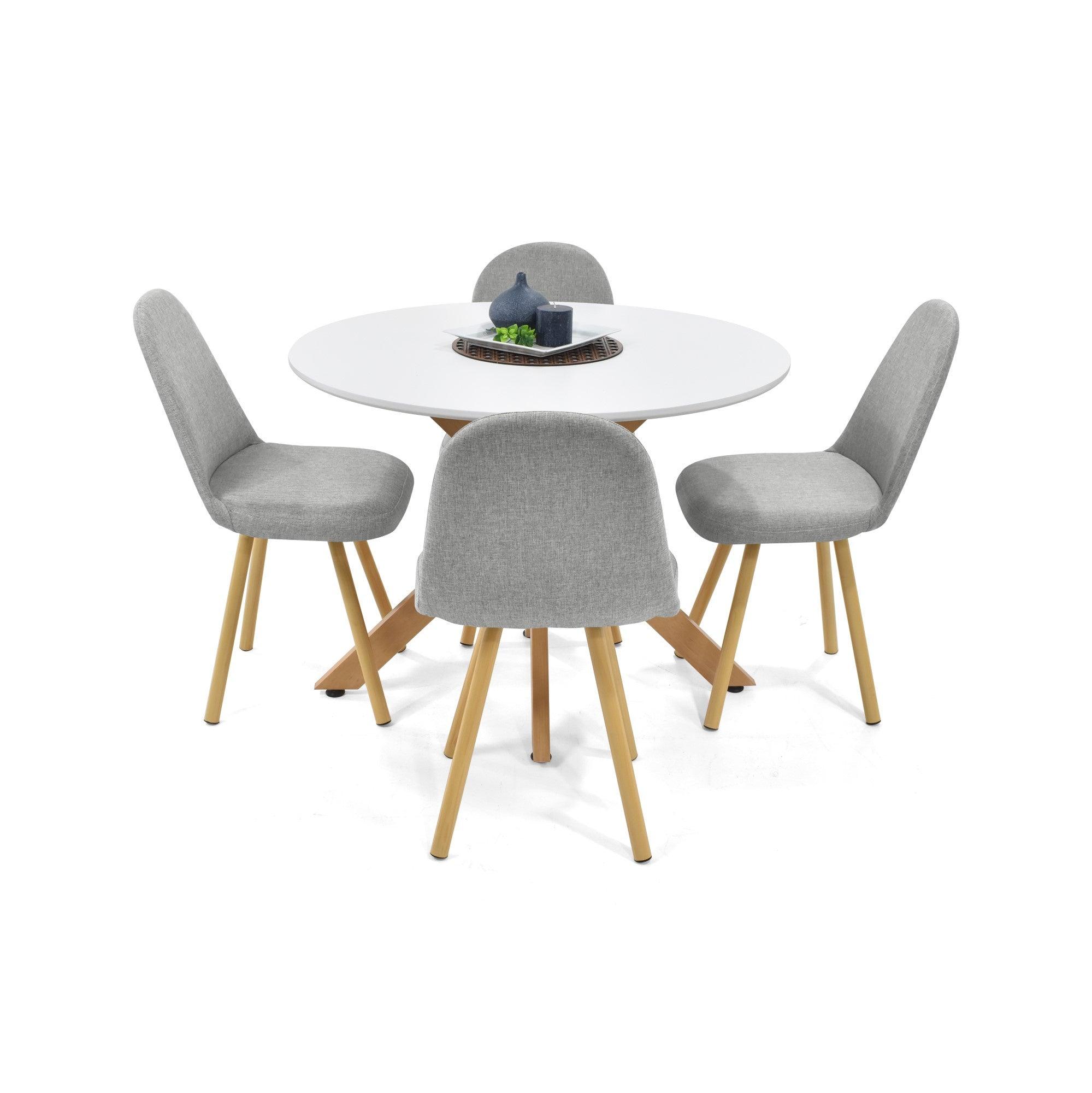 Comedor 4 Puestos Luxor Sillas Matiz Plata