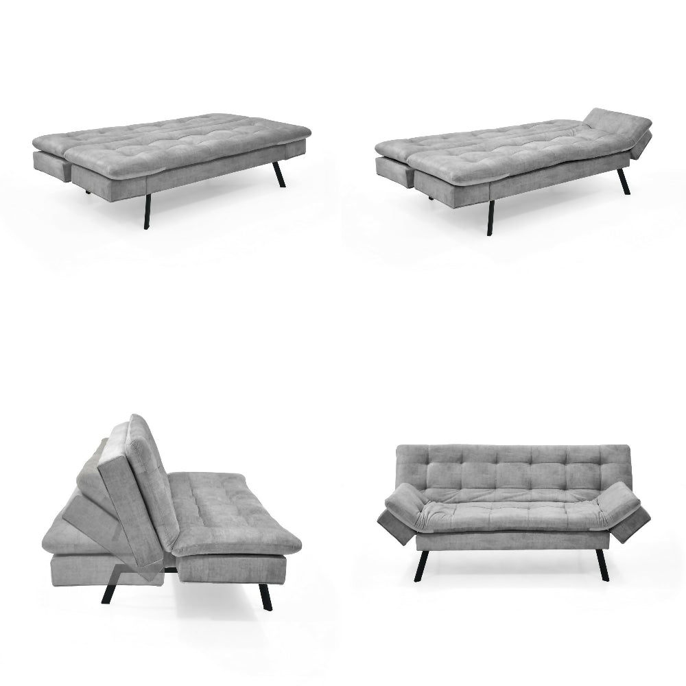 Sofa Cama Milan 176x90x78 Reclinable Tela Gris