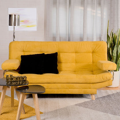 Sofa Cama Valencia Mostaza 3 Puestos