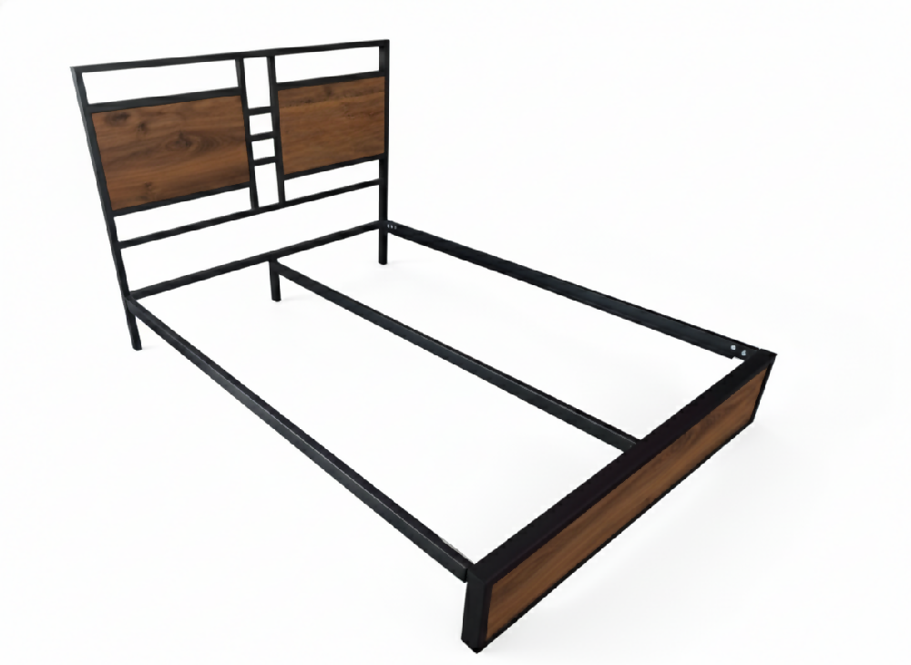 Cama King Metal Madera Amatista Cafe Oscuro 200 x 200 x 20