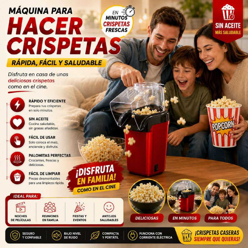 Máquina Para Hacer Crispetas Eléctrica Crispetera Con Aire Caliente