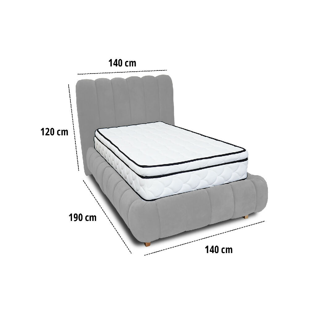 Combo Basecama Praga Modular Gris 140 doble mas Espaldar