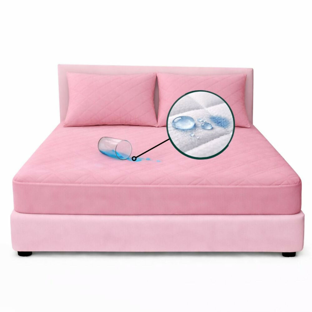 Combo protector colchon king antifluido rosado 200x200cm